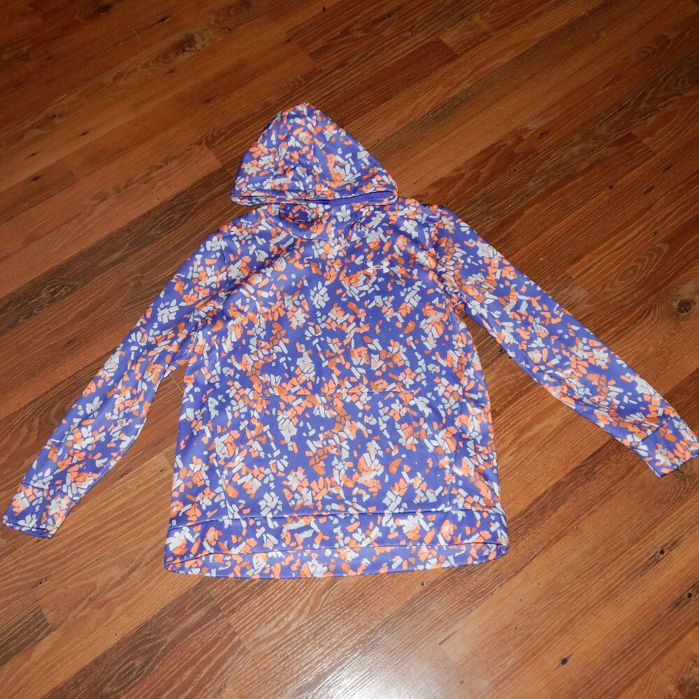 Under Armour Girls Size YLG Youth Large Pullover Hoodie Sweatshirt Purple Orange